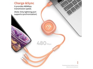 کابل شارژ سه سر راک Rock G3 3in1 Charge & Sync Cable 120cm