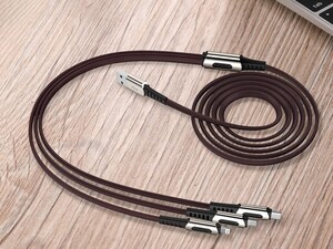 کابل شارژ و انتقال داده 1.2متری 3 در 1 راک ROCK M8 Zn-alloy 3 in 1 Charging Cable 1.2M دارای طراحی زیبا