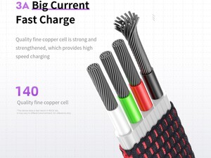 کابل شارژ و انتقال داده 1.2متری 3 در 1 راک ROCK M8 Zn-alloy 3 in 1 Charging Cable 1.2M قابلیت شارژ سریع