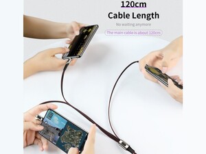 کابل شارژ و انتقال داده 1.2متری 3 در 1 راک ROCK M8 Zn-alloy 3 in 1 Charging Cable 1.2M