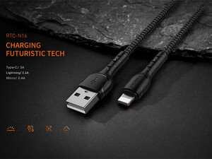 کیفیت کابل فست شارژ لایتنینگ رسی Recci RTC-N16L 1M Lightning Cable