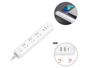 خرید چند راهی 3سوکت  و 2 یو اس بی و 1 تایپ سی شیائومی  Xiaomi XMCXB05QMN Power Strip 1Type C 2USB 3 Power Socket