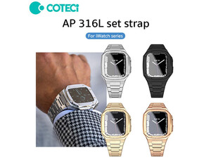 بند فلزی اپل واچ 45 میلی‌متری کوتتسی COTECi W73 AP 316L Stainless steel watch band 22002-BK 45mm