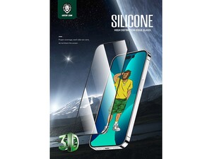 محافظ صفحه نمایش شیشه ای آیفون 14 پرو مکس گرین Green iphone 14 Pro Max 3D Silicone+ Full Curved &amp;amp; HD Glass