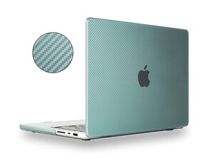 کاور محافظ مک بوک پرو 14 اینچ 2021 طرح فیبر کربن گرین Green Carbon Fiber Grain Ultra-Slim Hard Shell MacBook Pro 14" 2021 Case