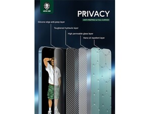 محافظ صفحه نمایش حریم شخصی آیفون 13 و 13 پرو گرین Green Lion 3D Silicone Privacy Glass Screen Protector for iPhone 13 / 13 Pro (6.1") GNI13P3HDSIPV