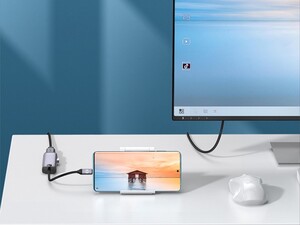 هاب آداپتور تایپ سی 5 در 1 مک دودو MCDODO 5 in 1 USB-C HUB HU-775 قابلیت اتصال موبایل به نمایشگر