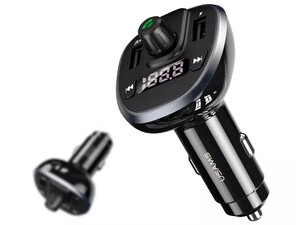 خرید شارژر فندکی یو اس بی و اف ام پلیر خودرو یوسامز USAMS US-CC115 3.4A Wireless FM Transmitter Car Charger