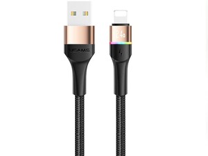 خرید کابل داده و شارژ سریع لایتنینگ 1.2 متری یوسامز USAMS U76 8 Pin Colorful Lights Charging Data Cable US-SJ534