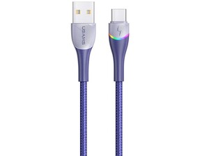 قیمت کابل داده و شارژر سریع تایپ‌سی 1.2 متری یوسامز USAMS U77 3A Type-C Fast Charging And Data Cable with Colorful Lights US-SJ542