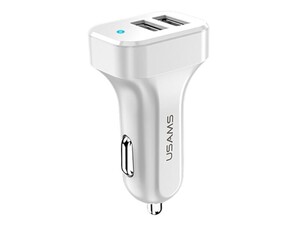 شارژر فندکی 2 پورت یوسامز با کابل لایتنینگ USAMS CAR CHARGER KIT KING TU SERIES WITH LIGHTNING CABLE NTU35TC13TZ