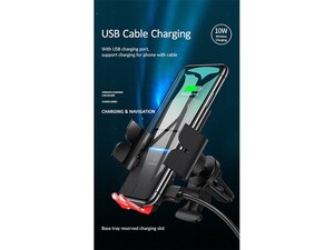 پایه نگهدارنده هوشمند و شارژر وایرلس یوسامز Usams US-CD133 Wireless Charging Car Holder