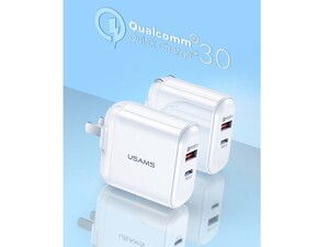 شارژر دیواری سریع 2 پورت یوسامز Usams T12 PD QC3.0 Fast USB Wall Charger