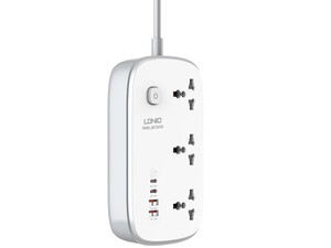 قیمت چندراهی برق سه سوکت، دو یو اس بی و دو تایپ سی الدنیو  LDNIO 3 AC Outlets 4 USB Power Strip SC3416