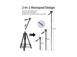 فروش سه پایه و منوپاد با قابلیت فیلم برداری عمودی 360 درجه جی ماری Jmary Kp-2274 Professional Tripod