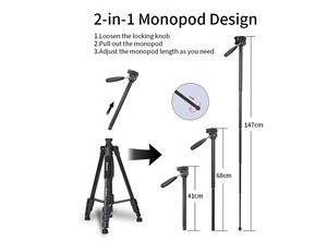 کیفیت سه پایه و منوپاد با قابلیت فیلم برداری عمودی 360 درجه جی ماری Jmary Kp-2274 Professional Tripod