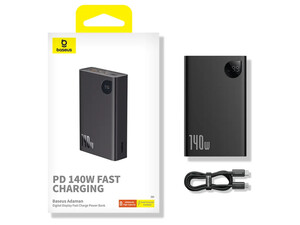 پاور بانک سوپر شارژ تایپ سی و یو اس بی 140 وات 24000 بیسوس Baseus Adaman Digital Display Fast Charge Portable Power Bank 24000mAh 140W P10021508113-00