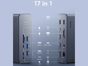 پاور هاب 17در1 بیسوس Baseus UnionJoy Pro 17-Port Four-Screen Multifunctional HUB Docking Station WKSP090013