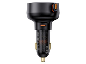 شارژر فندکی دو پورت تایپ سی 60 وات بیسوس Baseus Enjoyment Pro Retractable USB-C Car Charger 60W C00057802111-01