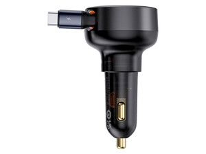 شارژر فست شارژ 60 وات بیسوس Baseus Enjoyment Pro Retractable USB-C Car Charger 60W C00057802111-01