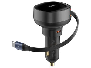 شارژر سریع داخل خودرو تایپ سی 60 وات بیسوس Baseus Enjoyment Pro Retractable USB-C Car Charger 60W C00057802111-01