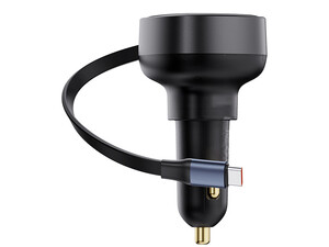 شارژر فندکی دوکاره بیسوس Baseus Enjoyment Pro Retractable USB-C Car Charger 60W C00057802111-01