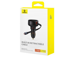 شارژر فندکی فست شارژ تایپ سی 60 وات بیسوس Baseus Enjoyment Pro Retractable USB-C Car Charger 60W C00057802111-01