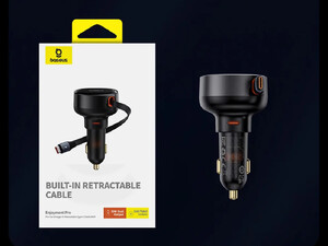 شارژر فندکی فست شارژ تایپ سی 60 وات بیسوس Baseus Enjoyment Pro Retractable USB-C Car Charger 60W C00057802111-01