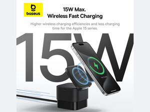 استند و شارژر بی سیم مگنتی تاشو رومیزی 15 وات بیسوس Baseus Magpro 2-IN-1 Magnetic Wireless Charger 25W BS-W531