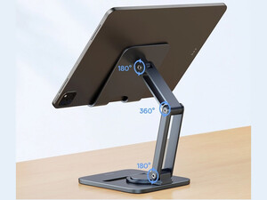 هولدر رومیزی تبلت 360 درجه بیسوس Baseus Desktop Biaxial Foldable Metal Tablet Stand Rotatable Version Space Grey BS-HP006A B10431801811-00