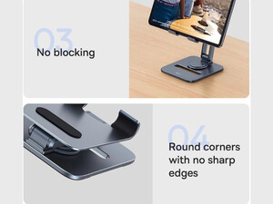 هولدر رومیزی تبلت 360 درجه بیسوس Baseus Desktop Biaxial Foldable Metal Tablet Stand Rotatable Version Space Grey BS-HP006A B10431801811-00