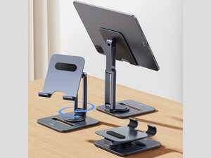 هولدر رومیزی تبلت 360 درجه بیسوس Baseus Desktop Biaxial Foldable Metal Tablet Stand Rotatable Version Space Grey BS-HP006A B10431801811-00