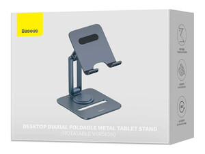 هولدر رومیزی تبلت 360 درجه بیسوس Baseus Desktop Biaxial Foldable Metal Tablet Stand Rotatable Version Space Grey BS-HP006A B10431801811-00