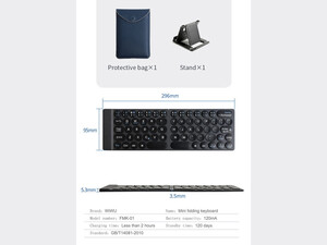 کیبورد بی سیم تاشو شارژی ویوو WiWU Fold Mini Wireless Keyboard FMK-01