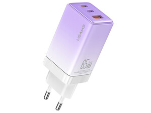 قیمت شارژر دیواری فست یو اس بی و تایپ سی 65 وات یوسامز USAMS US-CC180 ACC Three Ports GaN Charger EU Plug