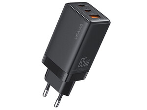 خرید اینترنتی شارژر دیواری فست یو اس بی و تایپ سی 65 وات یوسامز USAMS US-CC180 ACC Three Ports GaN Charger EU Plug