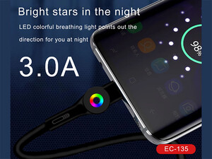 قیمت کابل شارژ سریع میکرو یو اس بی ارلدام EARLDOM EC-135M 3A Fast Charging Cable With LED