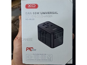 قیمت چند راهی مکعبی برق دو سوکت و دو یو اس ا بی و 3 تایپ سی ایکس او 65W GaN XO WL22 multi-function travel Network Extender