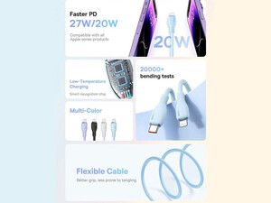 کابل شارژ سریع تایپ سی به لایتنینگ 20 وات 2 متری بیسوس Baseus Pudding Series Fast Charging Cable Type-C to IP 20W P10355701111-01