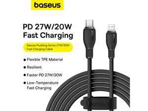 کابل شارژ سریع تایپ سی به لایتنینگ 20 وات 2 متری بیسوس Baseus Pudding Series Fast Charging Cable Type-C to IP 20W P10355701111-01