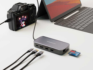 بهترین هاب تایپ سی و حاظه اس اس دی 256 گیگابایت Powerology 256GB USB-C Hub & SSD Drive All-in-one PWSDHB