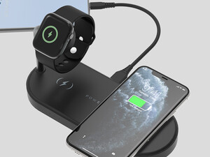 خرید بهترین استند و شارژر وایرلس مگنتی پاورولوژی Powerology 4in1 Fast-Wireless Charging Dock P41MFCHBK