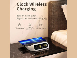 RDLJ شارژر بی سیم 15 وات و ساعت رومیزی رسی Recci RCW-22 clock wireless fast charging 15W