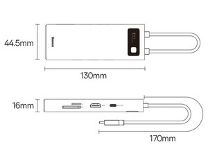 هاب تایپ سی 8 پورت بیسوس Baseus Metal Gleam Series WKWG050013