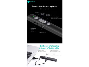 پوینتر و پرزنتر لیزری کوتتسی COTEetCI smart laser page turning pen USB charging port 81001