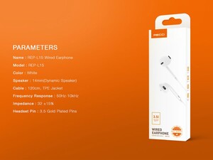 هندزفری سیمی با جک 3.5 میلی‌متری رسی Recci REP-L15 Wired Earphone