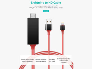 خرید کابل چند سر اچ دی ام آی به لایتنینگ و یو اس بی 2 متری کوتتسی Coteetci HDMI to Lightning USB Cable 33021