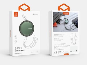 کابل شارژ 1.2 متری جمع شونده تایپ سی + لایتنینگ + میکرو یو اس بی مک دودو Mcdodo 3 in 1 Retractable Charging Cable 1.2M CA-725