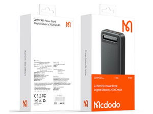 پاور بانک تایپ سی و یو اس بی 22.5 وات 20000 مک دودو مدل Mcdodo MC-389 Power Bank Digital Display