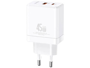 خرید شارژر دیواری فست تایپ سی و یو اس بی 45 وات یوسامز USAMS US-CC178 T58 45W A+C GaN Fast Charger (EU)